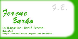 ferenc barko business card