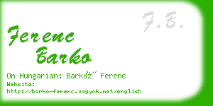 ferenc barko business card